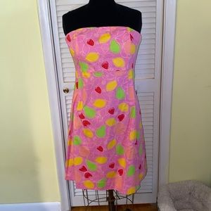 Lilly Pulitzer pink dress covered in fruit Size 14